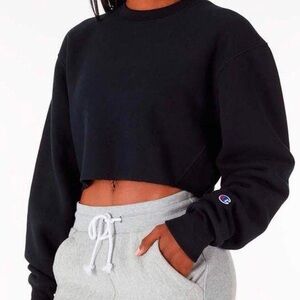 Champion Black Cropped Sweatshirt - Size S